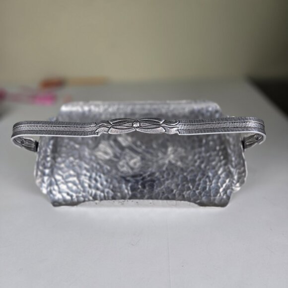 Vintage 1950s Rodney Kent Handles Hammered Aluminum Tray Retro Chic - Picture 2 of 10
